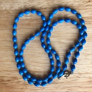 Vintage Blue Turquoise Oval Beaded Necklace 24”
